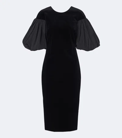 Max Mara Cotton Velvet Midi Dress In Black