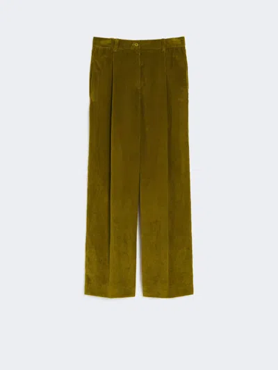 Max Mara Cotton Velvet Trousers In Green