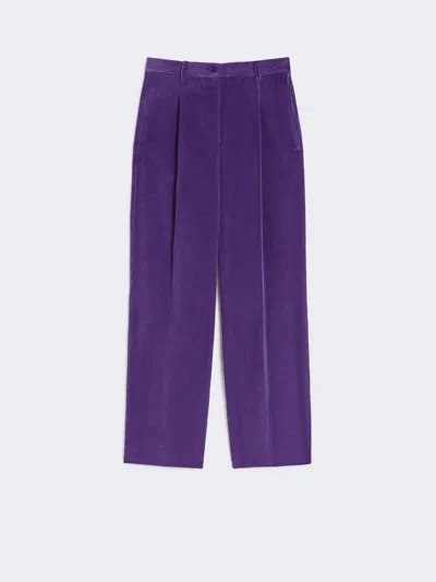 Max Mara Cotton Velvet Trousers In Purple