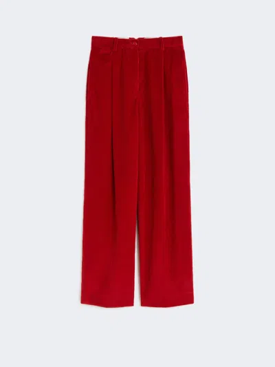 Max Mara Cotton Velvet Trousers In Red