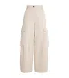 Max Mara Cotton Wide-leg Cargo Trousers In Beige
