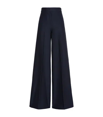 Max Mara Cotton Wide-leg Trousers In Blue