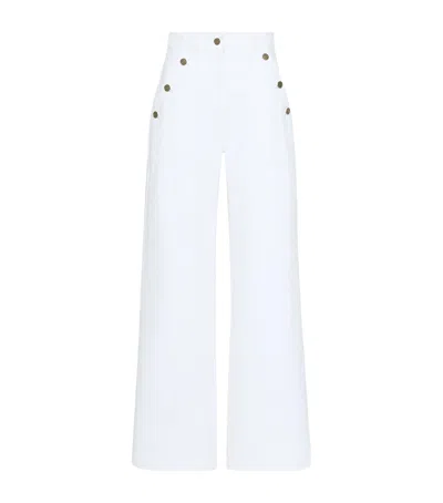 Max Mara Cotton Wide-leg Trousers In White