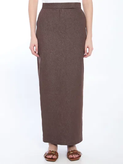MAX MARA COTTON WITH DENIM EFFECT LONG SKIRT