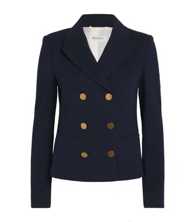 Max Mara Cotton-wool Double-breasted Jacket In Blue