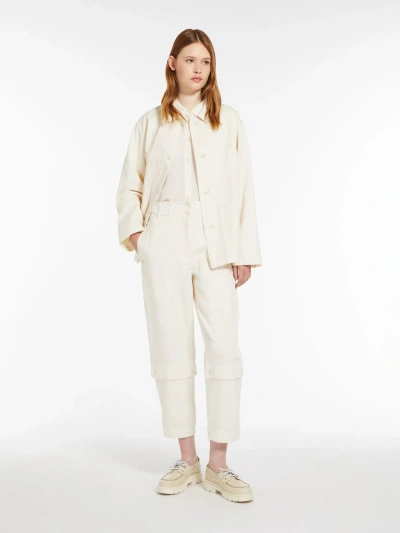 Max Mara Cotton Worker Trousers In White