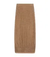 Max Mara Straight Cut Pure Cotton Webbing Skirt With Ribbed Waist In Brown
