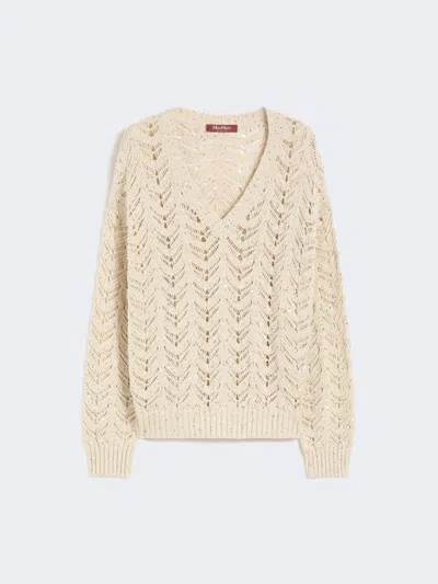 Max Mara Cotton Yarn And Sequin Sweater In Neutral