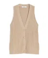 Max Mara Cotton Yarn And Viscose Crepe Gilet In Brown
