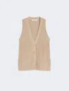 Max Mara Cotton Yarn And Viscose Crepe Gilet In Sand