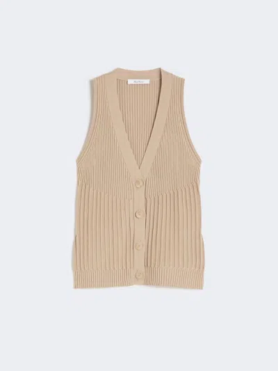 Max Mara Cotton Yarn And Viscose Crepe Gilet In Sand