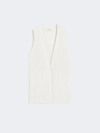 Max Mara Cotton Yarn And Viscose Crepe Gilet In White