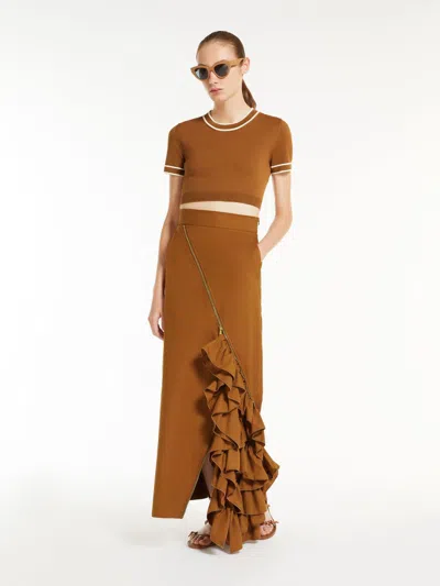 Max Mara Cotton Yarn Cropped Jumper In Tobacco