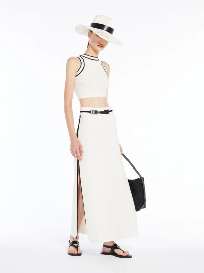 Max Mara Cotton Yarn Flared Skirt In White