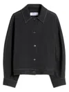 Max Mara Oversized Cotton Blend Jacket With Kimono Sleeves In Black