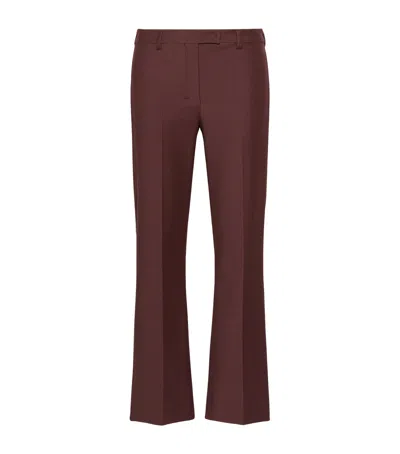 Max Mara Cotton-blend Flared Trousers In Burgundy