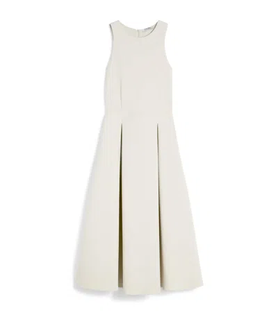 Max Mara Cotton-blend Pleated Midi Dress In Beige