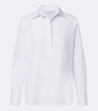 Max Mara Cotton-blend Poplin Shirt In White