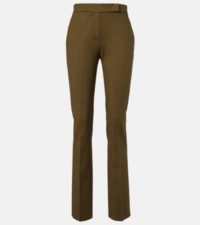 Max Mara Cotton-blend Slim Pants In Green