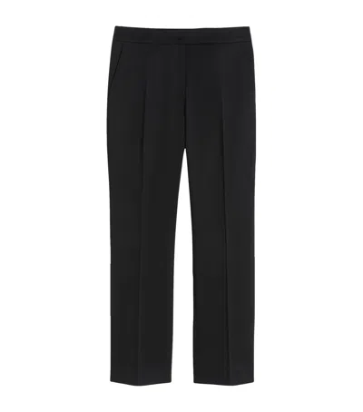 Max Mara Cotton-blend Straight Trousers In Black