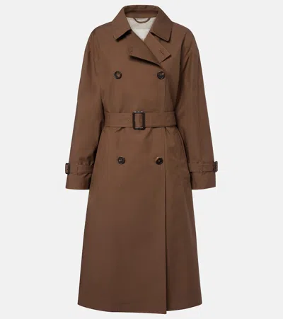 Max Mara Cotton-blend Trench Coat In Brown