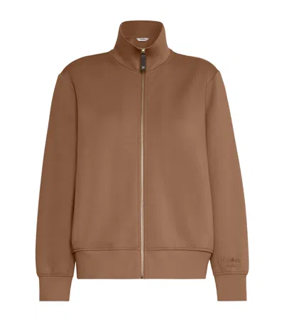Max Mara Cotton-blend Zip-up Sweatshirt In Brown