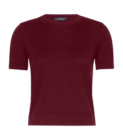 Max Mara Cotton-cashmere-silk Sweater In Burgundy