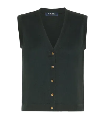 Max Mara Cotton-cashmere-silk Sweater Vest In Animal Print