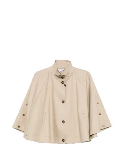 Max Mara Cotton-gabardine Cape In 뉴트럴
