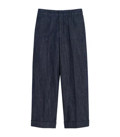 Max Mara Cotton-linen Denim Trousers In Blue