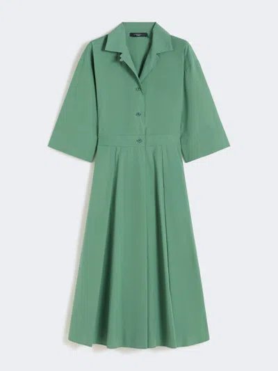 Max Mara Cotton-poplin Midi Shirt Dress In Green