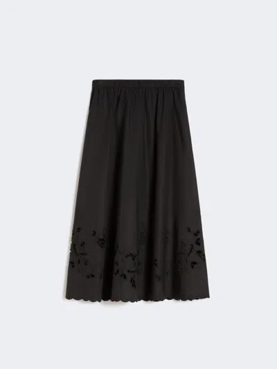 Max Mara Cotton-poplin Midi Skirt In Black