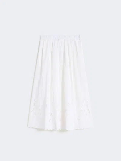 Max Mara Cotton-poplin Midi Skirt In White