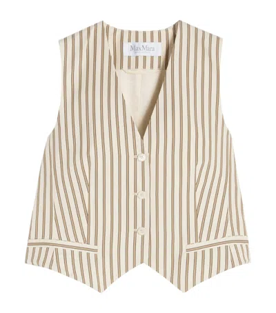 Max Mara Cotton-silk Stripe Waistcoat In Beige