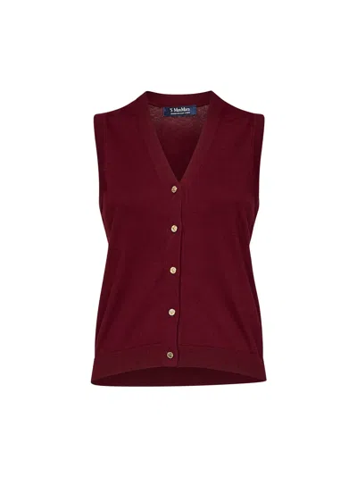 Max Mara Cotton-silk-cashmere Knit Vest In Red
