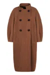 Max Mara Couture Coat In Double Wool In Brown