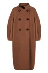Max Mara Couture Coat In Double Wool In Brown
