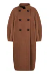 Max Mara Couture Coat In Double Wool In Brown