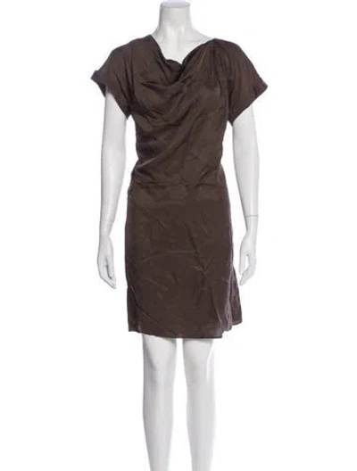 Pre-owned Max Mara Cowl Neck Knee-length Dress In Brown