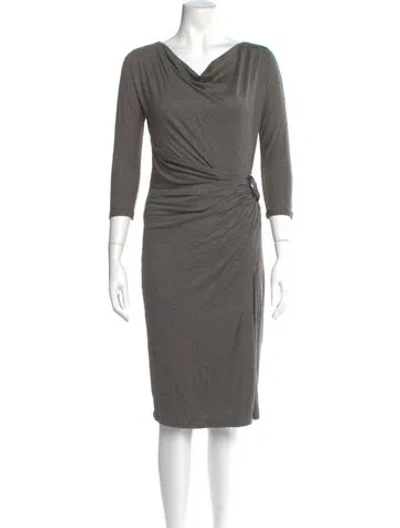 Pre-owned Max Mara Cowl Neck Knee-length Dress In Gray