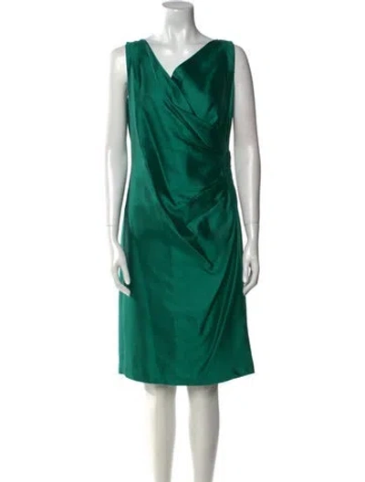 Pre-owned Max Mara Cowl Neck Knee-length Dress In Green