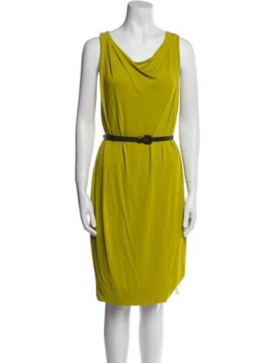Pre-owned Max Mara Cowl Neck Knee-length Dress In Green