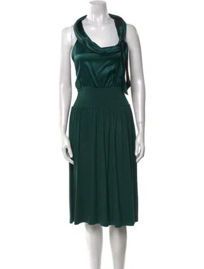 Pre-owned Max Mara Cowl Neck Knee-length Dress In Green