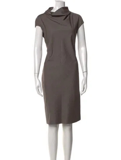 Pre-owned Max Mara Cowl Neck Knee-length Dress In Grey