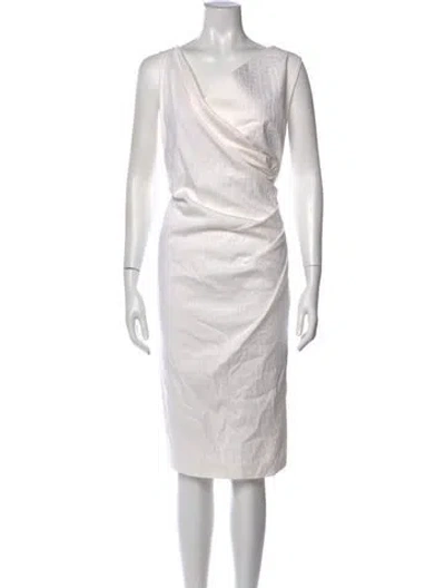 Pre-owned Max Mara Cowl Neck Knee-length Dress In Neutral