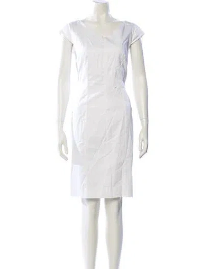 Pre-owned Max Mara Cowl Neck Knee-length Dress In White