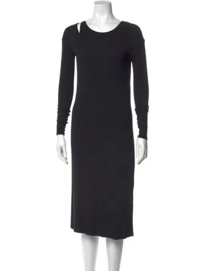 Pre-owned Max Mara Cowl Neck Midi Length Dress In Black
