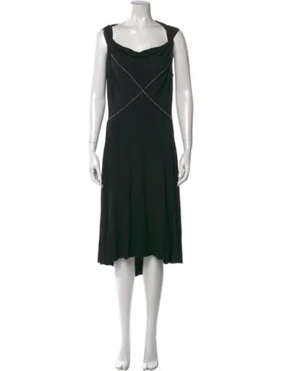 Pre-owned Max Mara Cowl Neck Midi Length Dress In Black