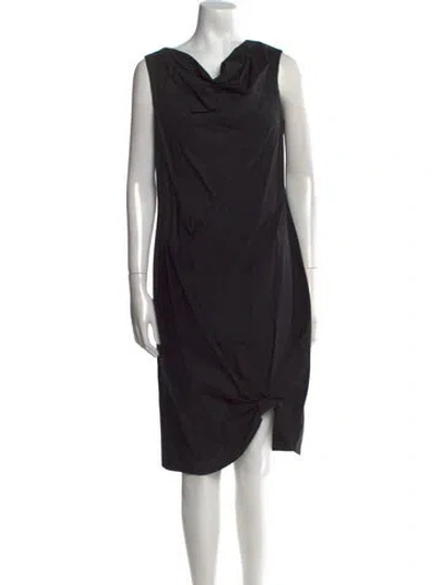 Pre-owned Max Mara Cowl Neck Midi Length Dress In Black