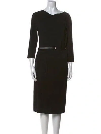 Pre-owned Max Mara Cowl Neck Midi Length Dress In Black